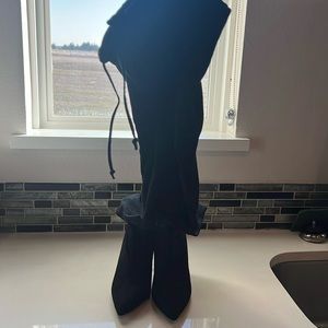 Black thigh-high heels